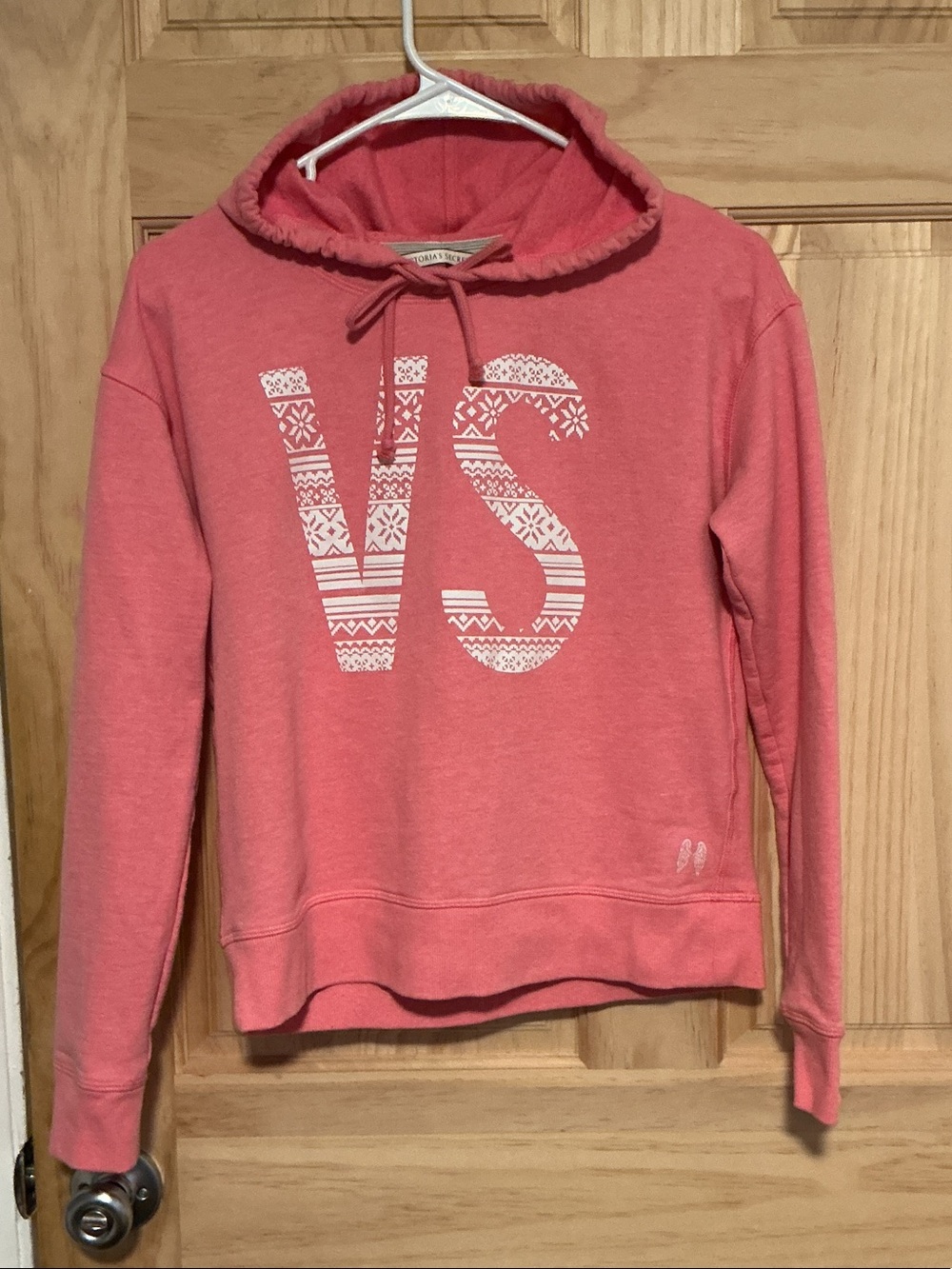 Victoria's Secret Coral Pink Hooded Sweatshirt with White VS Graphic